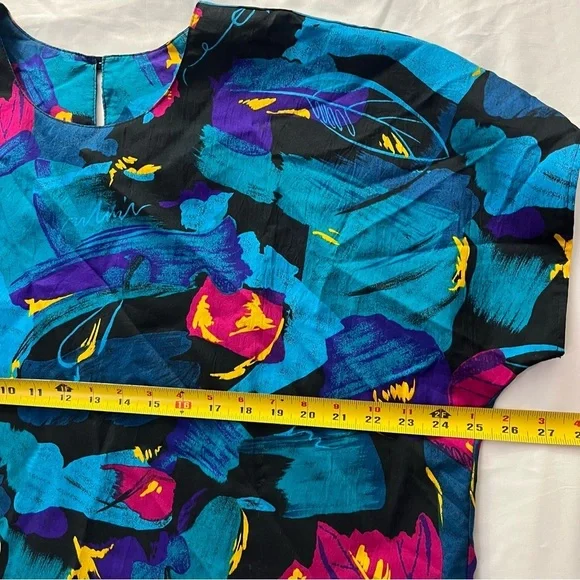 Vintage 80s Mr. Max Abstract Floral Blouse Plus Size 20 - Picture 6 of 7